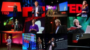 A collage of TED talks.